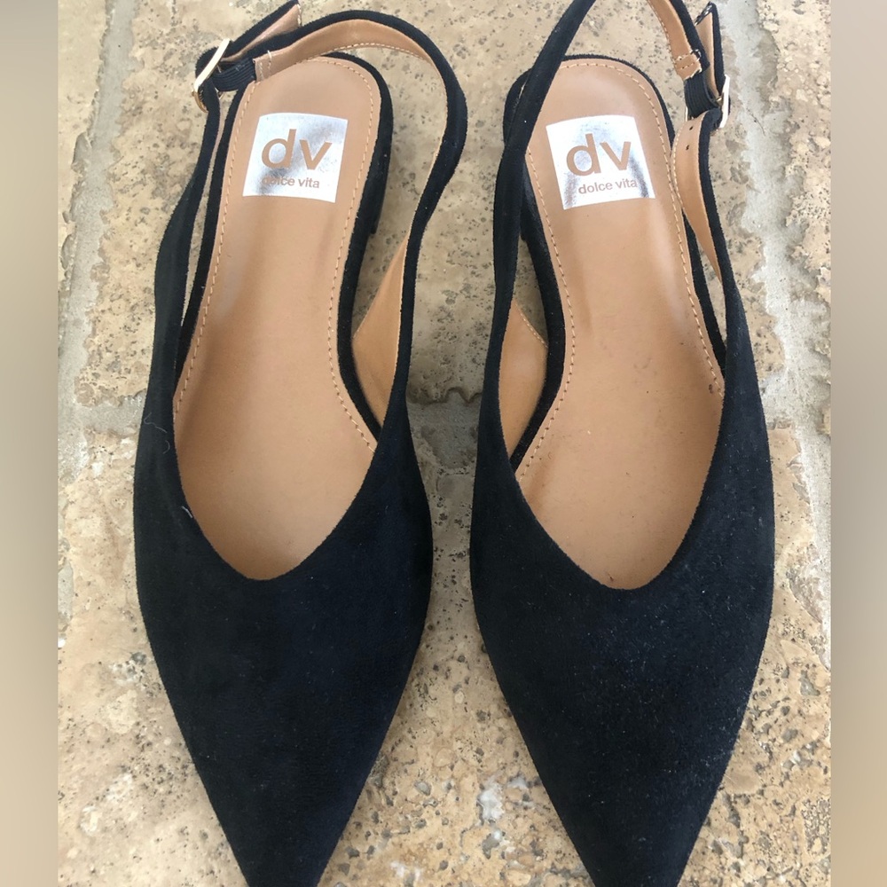 DV BY DOLCE VITA - Empress Pointed Toe Slingback Flat Black + NWT - Picture 6 of 14